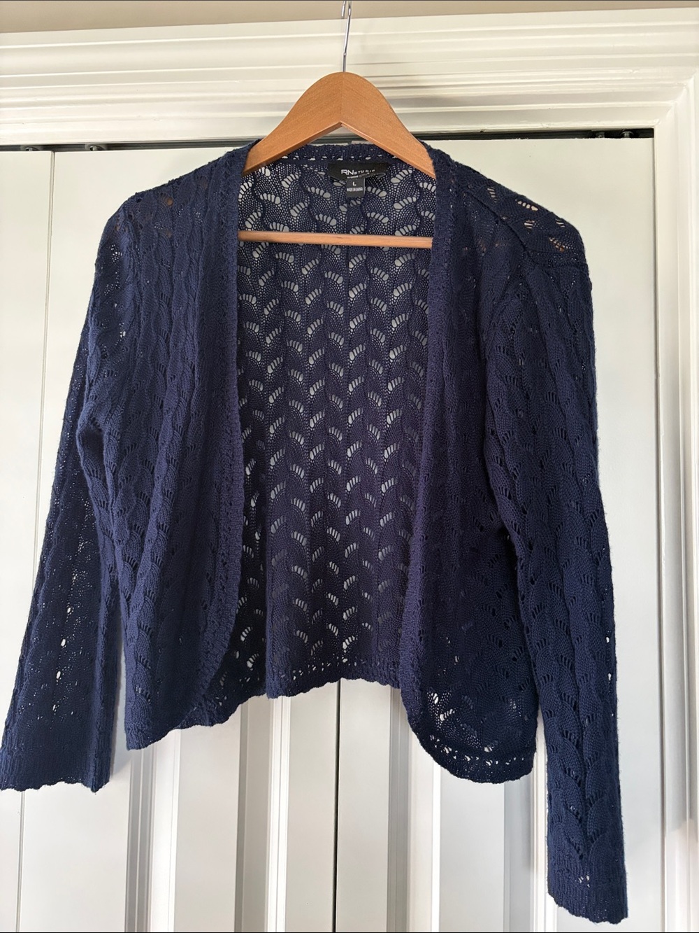 Open-Front Navy Women's Knit Cardigan Sweater, Large